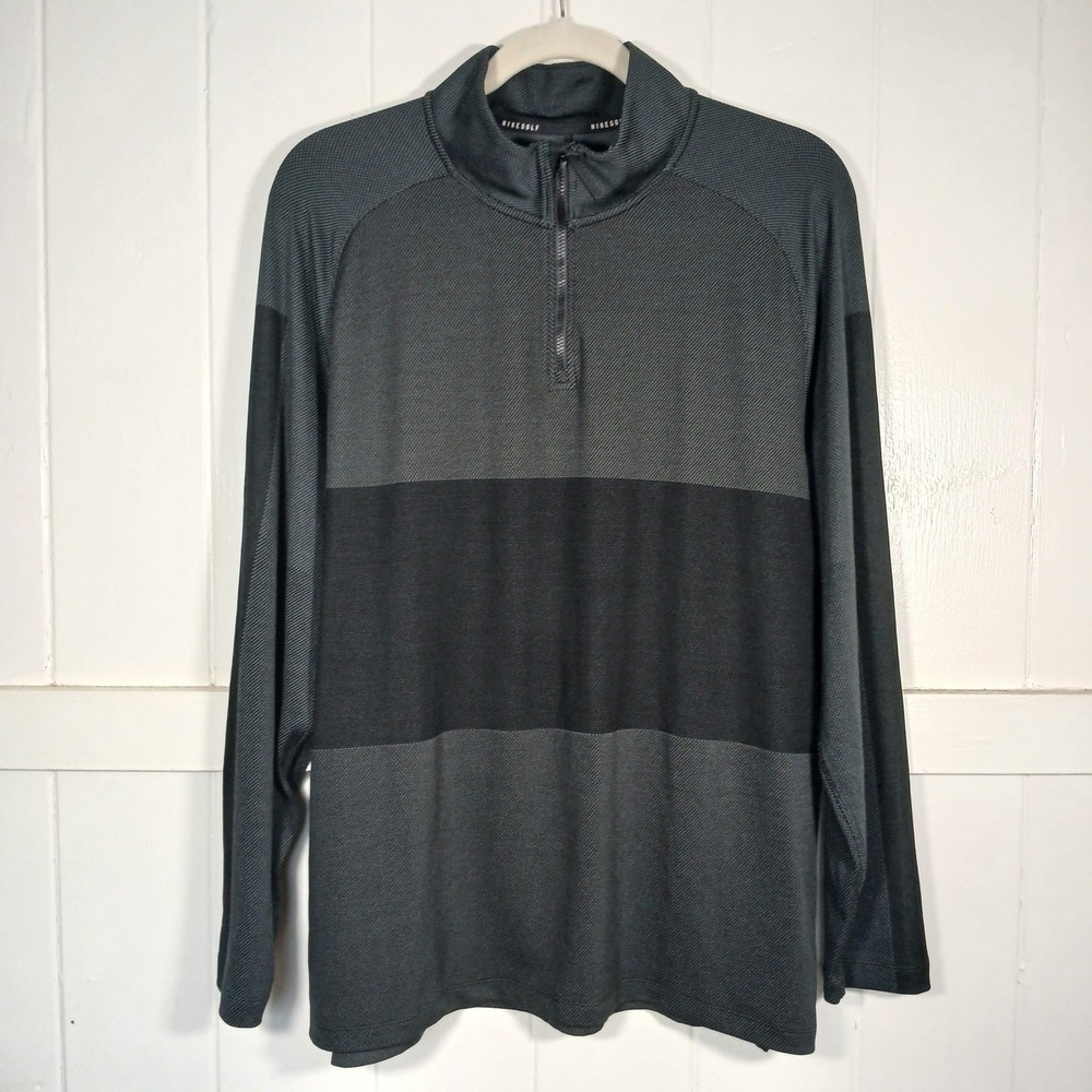 Nike Golf Dri-FIT Mens 1/4 Zip Pullover Black Grey Textured CU9828-010 Large